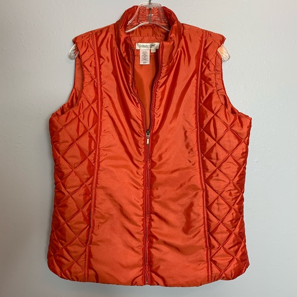 Coldwater Creek Jackets & Blazers - TANGERINE COLDWATER CREEK PUFFY VEST SIZE L